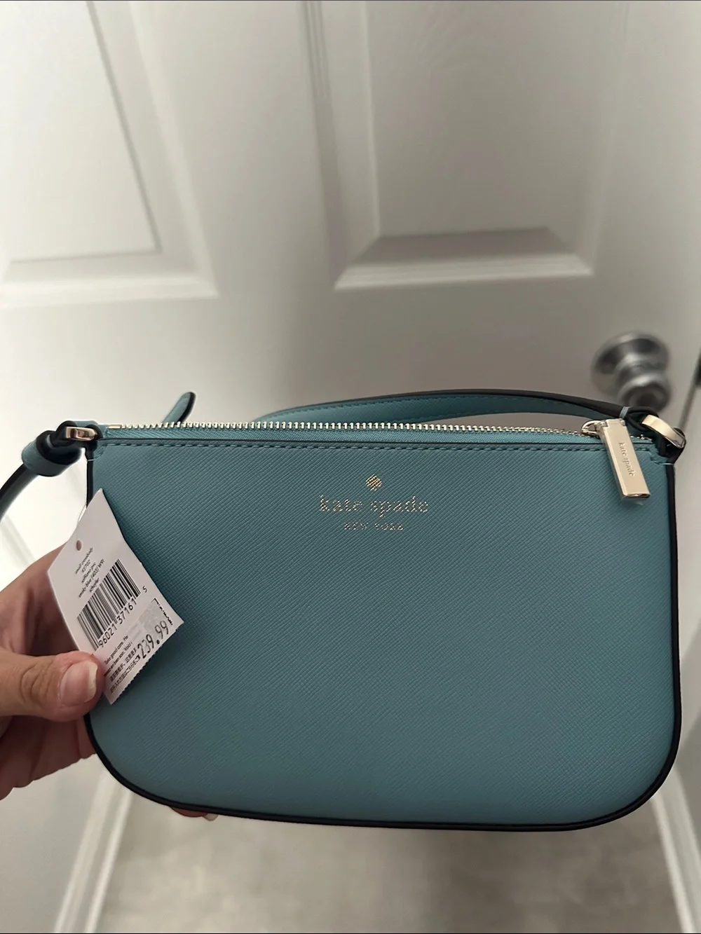 kate spade smoky blue leather crossbody NWT